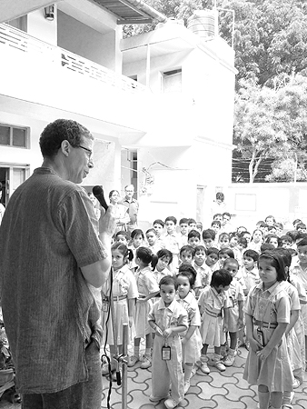 Theosophical Society - Tim at the Annie Besant School at the headquarters for the Indian Section in Varanasi.