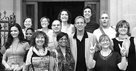 Theosophical Society -Tim Boyd on the steps of the French TS with members of the group from Spain